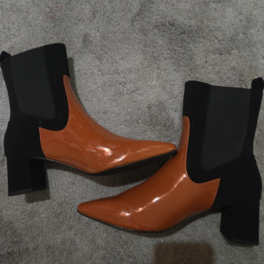 Coconuts by Matisse Pointed Ankle Boots in Orange and Black